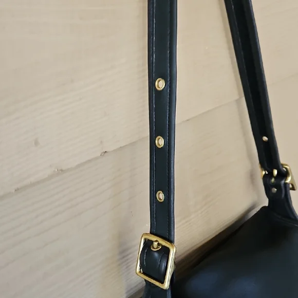 Vintage Coach Stewardess Midnight Black Leather Shoulder Bag - Picture 9 of 17